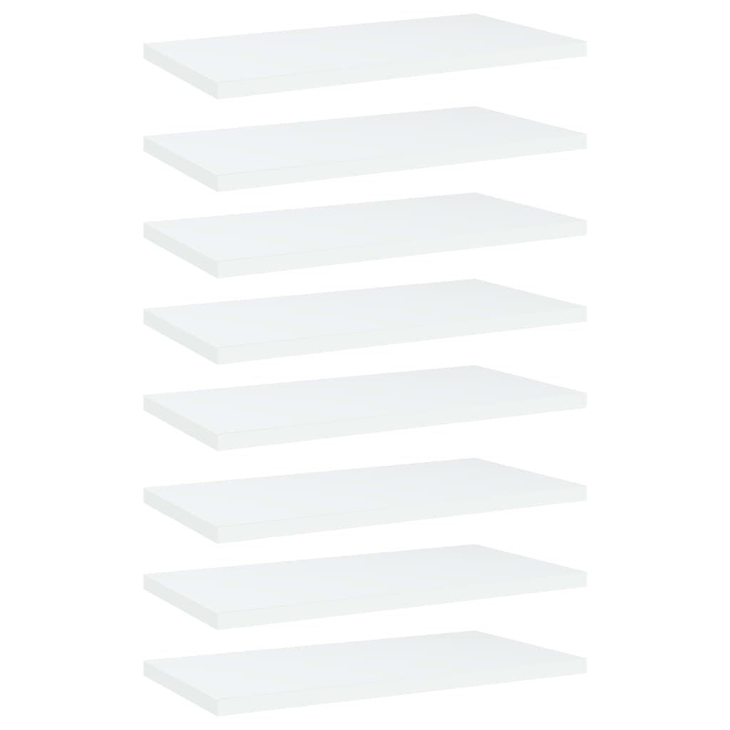 Bookshelf Board Set of 8 White Engineered wood 15.7x7.9x0.6 in
