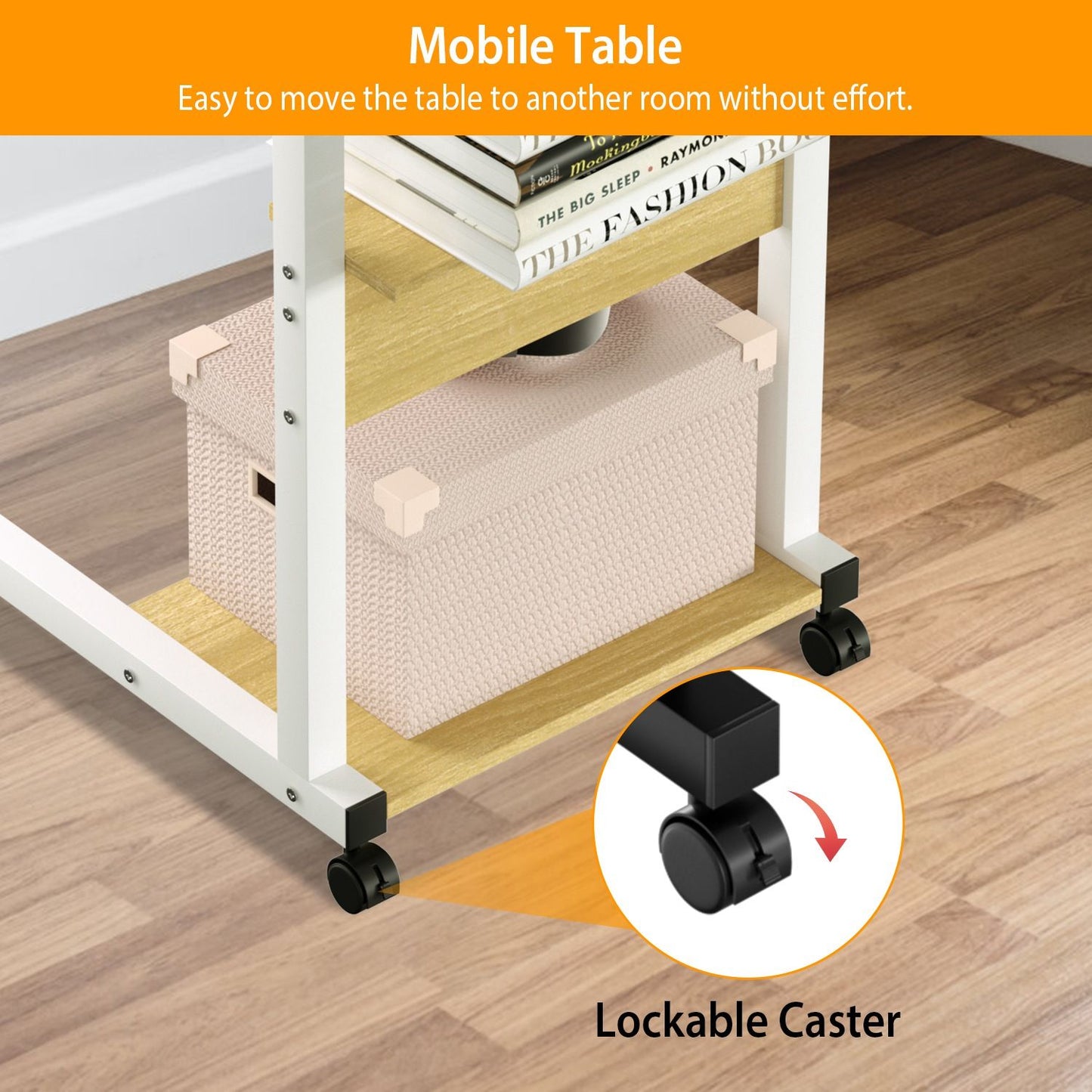 C Side Table 3-Tier Laptop Desk Small Slim Snack Side Table for Couch Bed Sofa for Small Spaces Living Room Bedroom