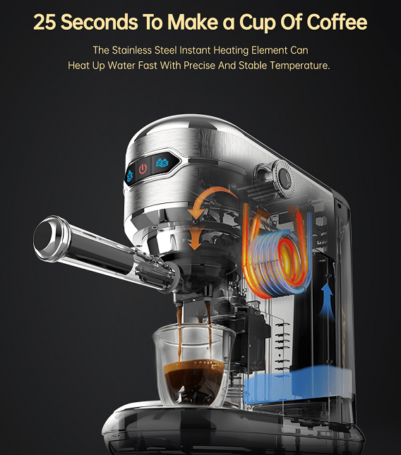 capsule + coffee powder + milk foam 3-in-1 semi-automatic coffee machine 19Bar extraction mocha Nestle espresso 1 cup / 2 cup, electronic button powder hammer 51mm touch sensing 1450W steam