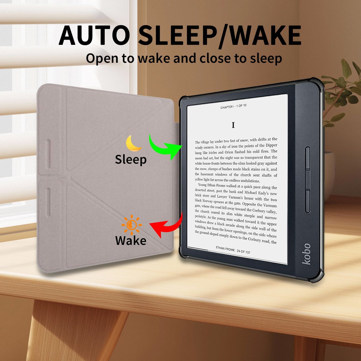 Case Compatible with 7 Inch Kobo Libra H2O Ereader(Model: N873, 2019 Release), Includes a Screen Protector - 7" Premium PU Leather Cover with Auto Sleep/Wake, Only Ereader Case