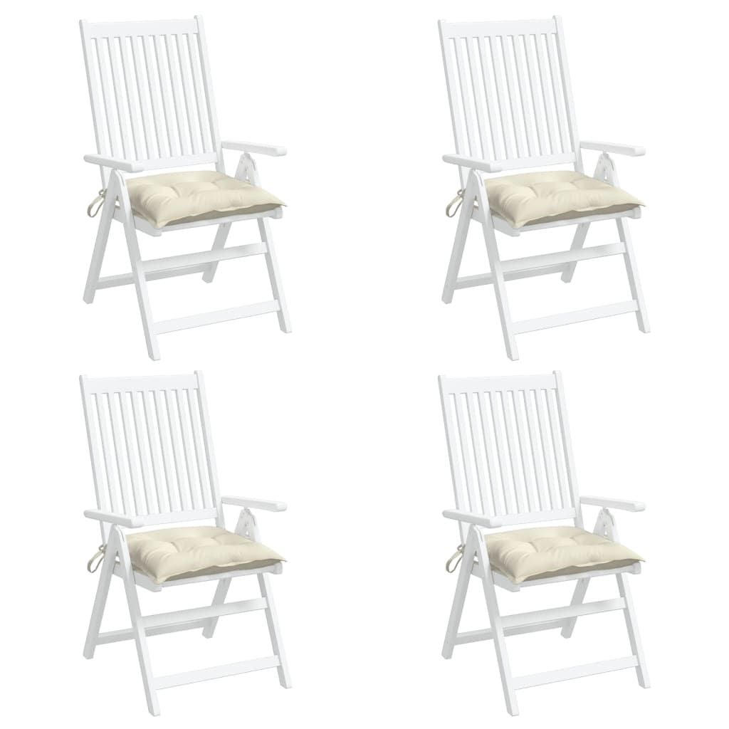 Chair Cushion Set of 4 Cream Oxford fabric, PP hollow fiber