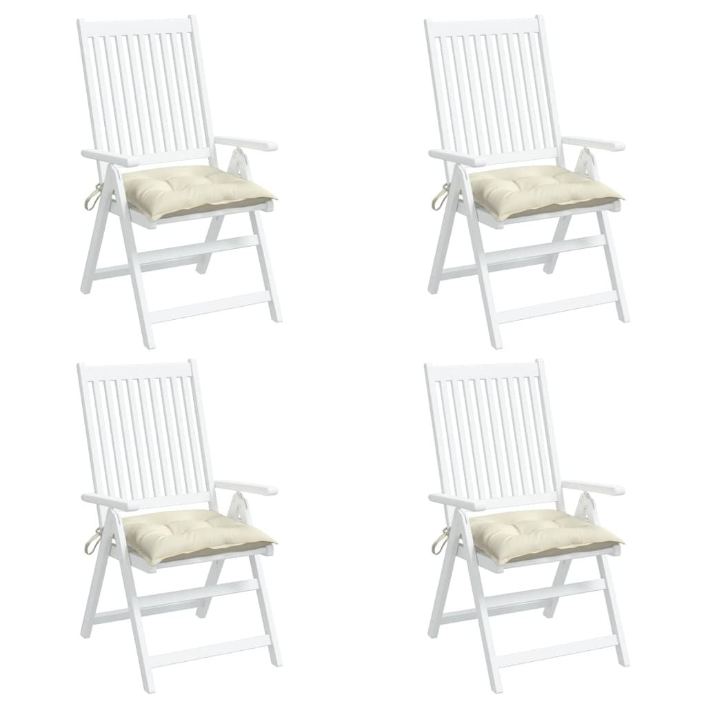 Chair Cushion Set of 4 Cream White Oxford Fabric Medium