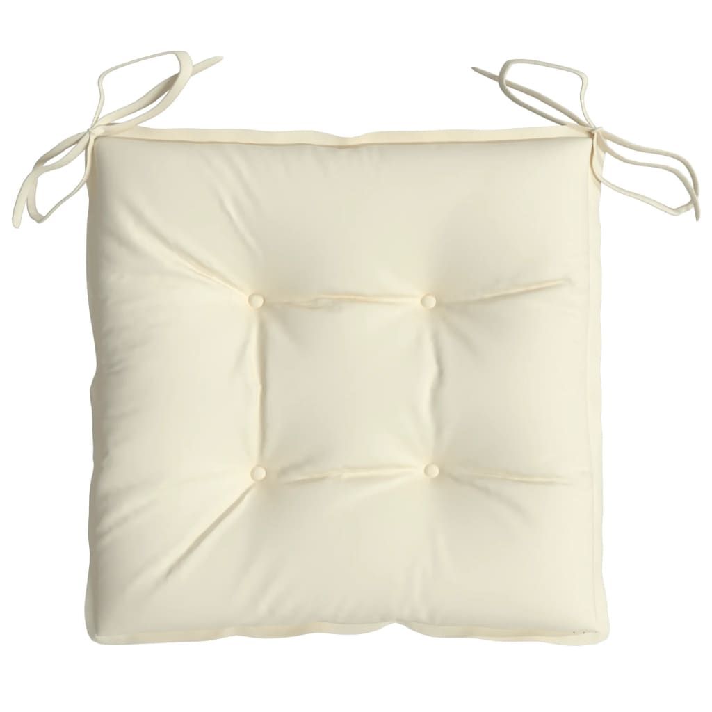 Chair Cushion Set of 4 Cream White Oxford Fabric Medium