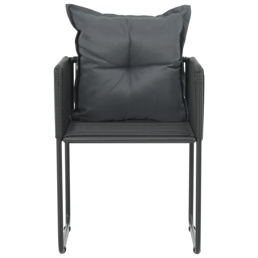 Chair Set of 6 Black PE rattan, powder-coated steel, polyester