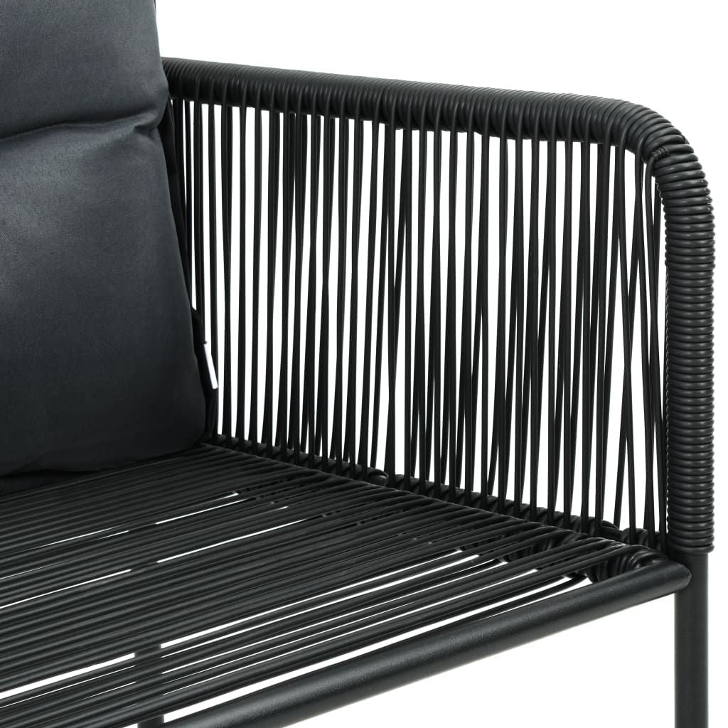Chair Set of 6 Black PE rattan, powder-coated steel, polyester