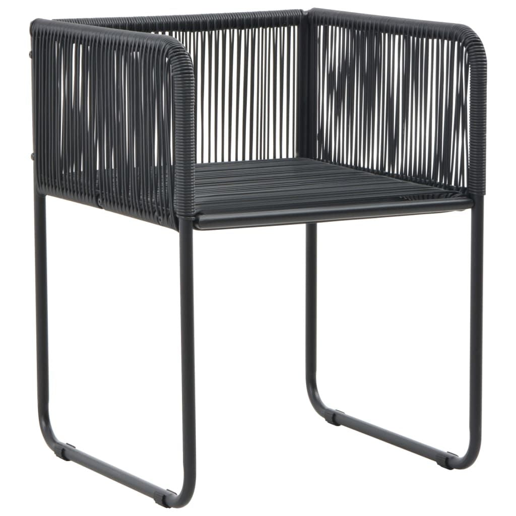Chair Set of 6 Black PE rattan, powder-coated steel, polyester