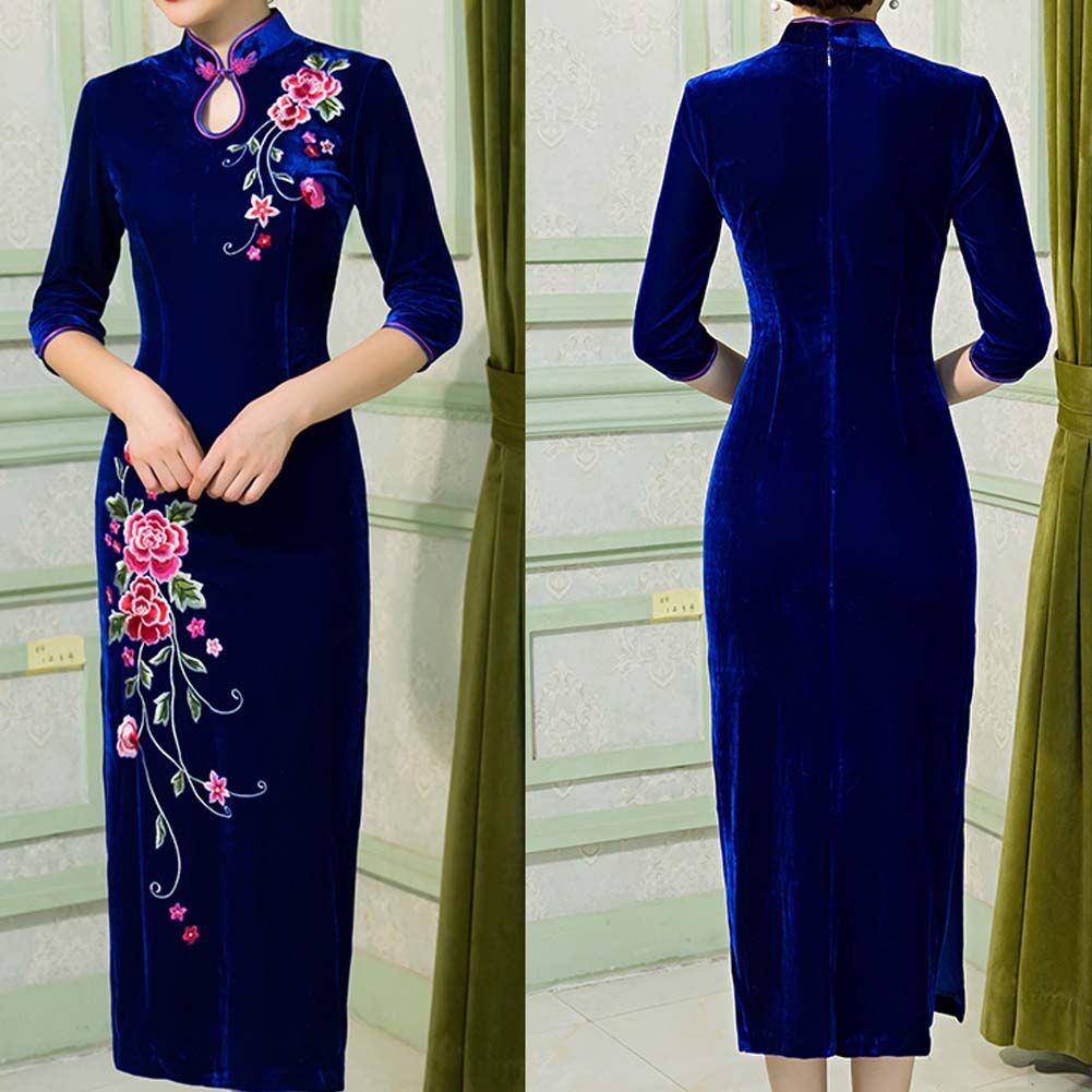 Chinese Dress Thin Velvet Dress Cocktail Dress Cheongsam Dress Qipao Dress