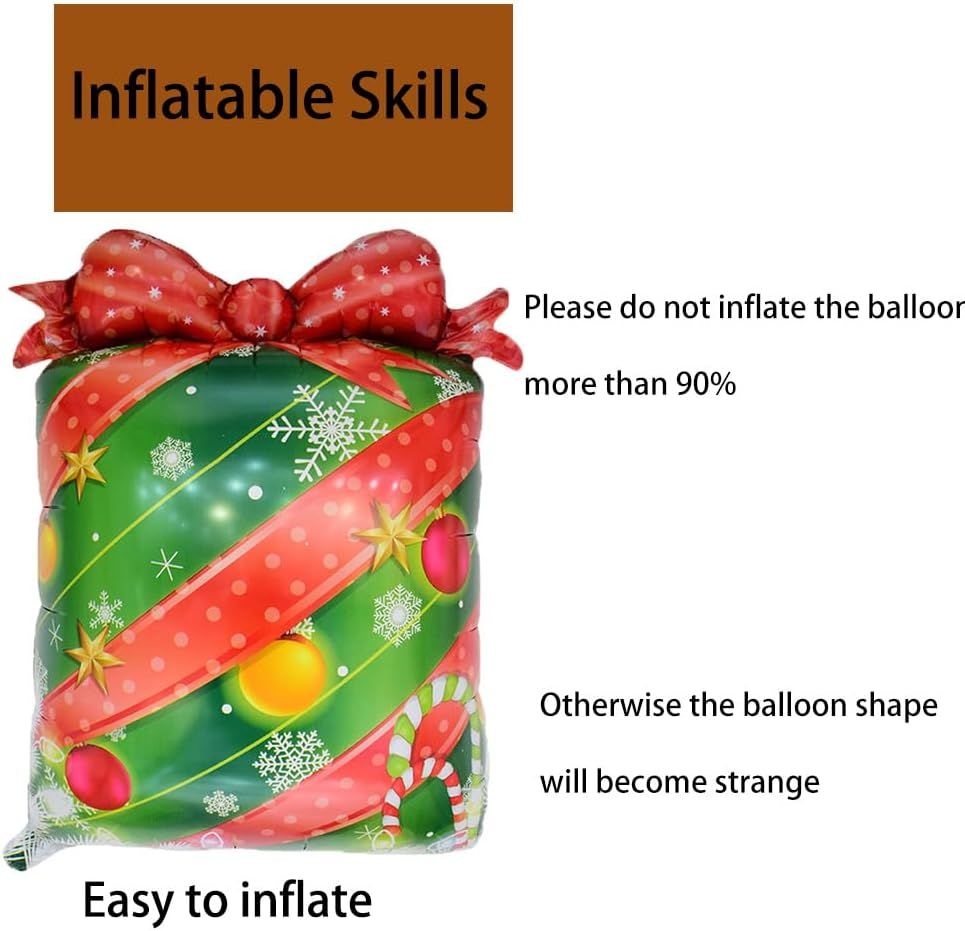 Christmas Gift Balloons Christmas Balloons Christmas Gift Foil Balloons for Christmas-Themed Party Birthday Party Supplies Decorations Party Decorations Balloons Party Sets-3pcs