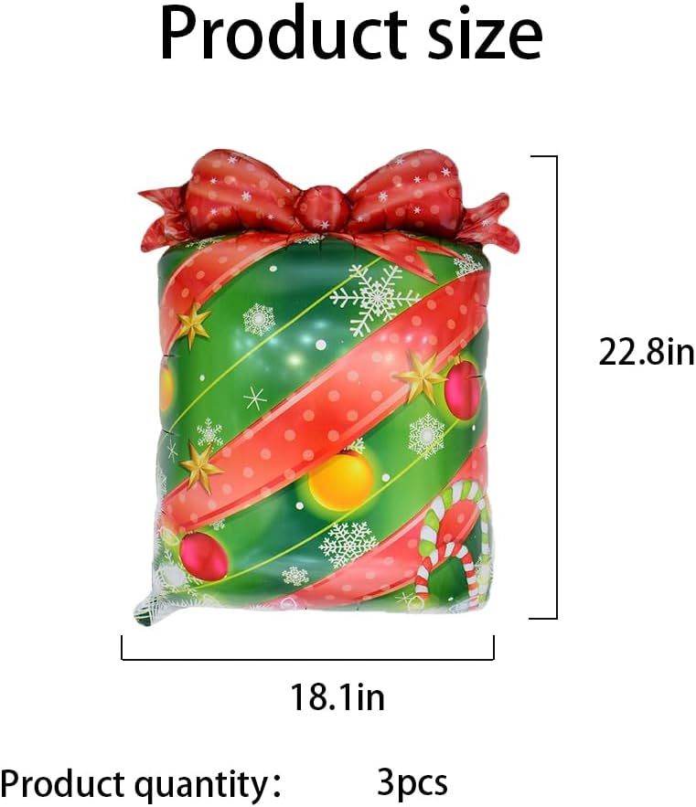 Christmas Gift Balloons Christmas Balloons Christmas Gift Foil Balloons for Christmas-Themed Party Birthday Party Supplies Decorations Party Decorations Balloons Party Sets-3pcs