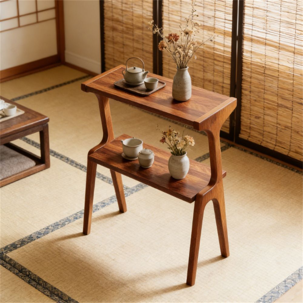 Coffee table with storage rack, two-story sofa side table, ideal for small spaces