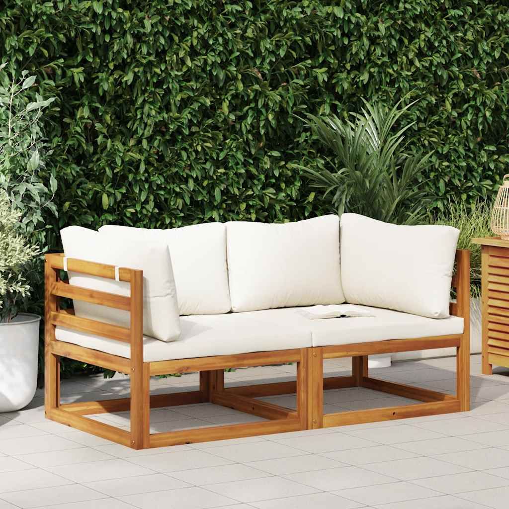 Corner Sofa Cream white Solid acacia wood Standard two-seater