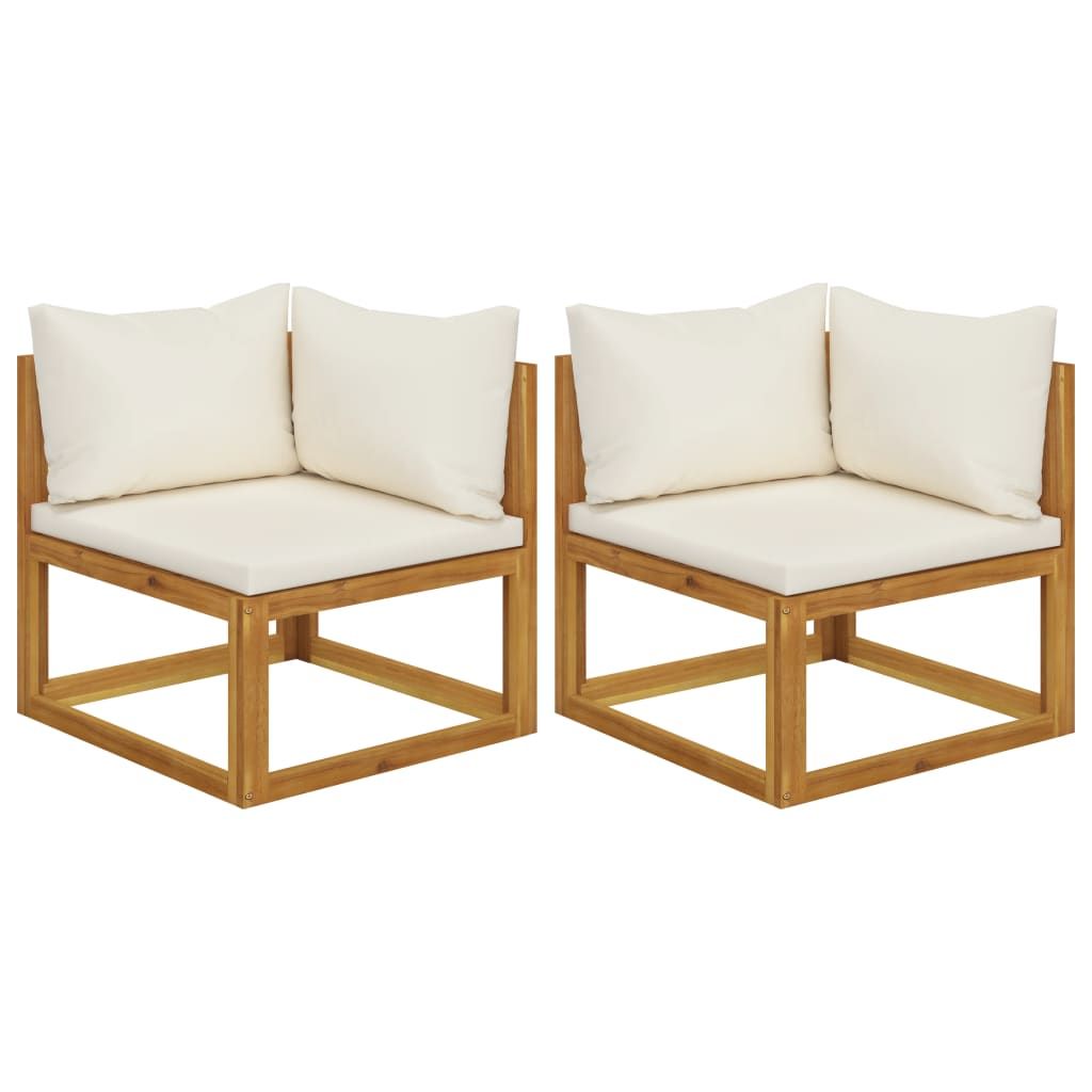 Corner Sofa Cream white Solid acacia wood Standard two-seater