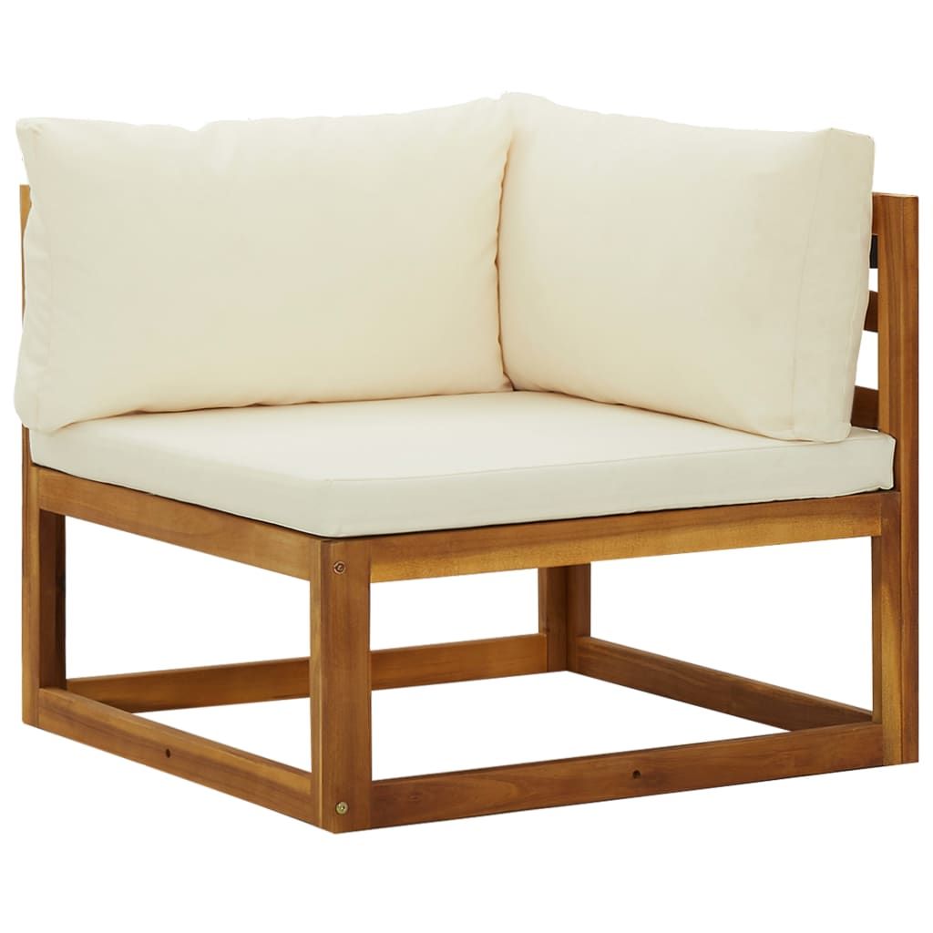 Corner Sofa Cream white Solid acacia wood Standard two-seater