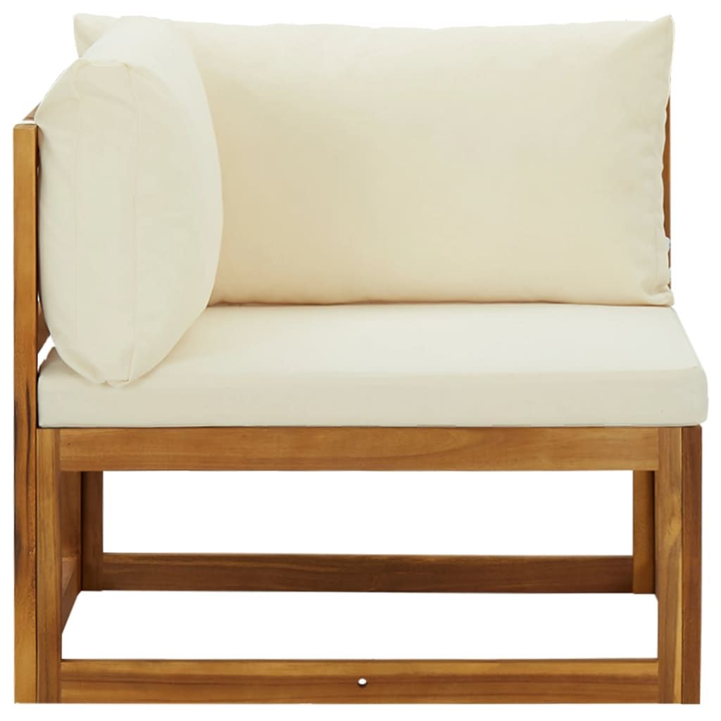 Corner Sofa Cream white Solid acacia wood Standard two-seater