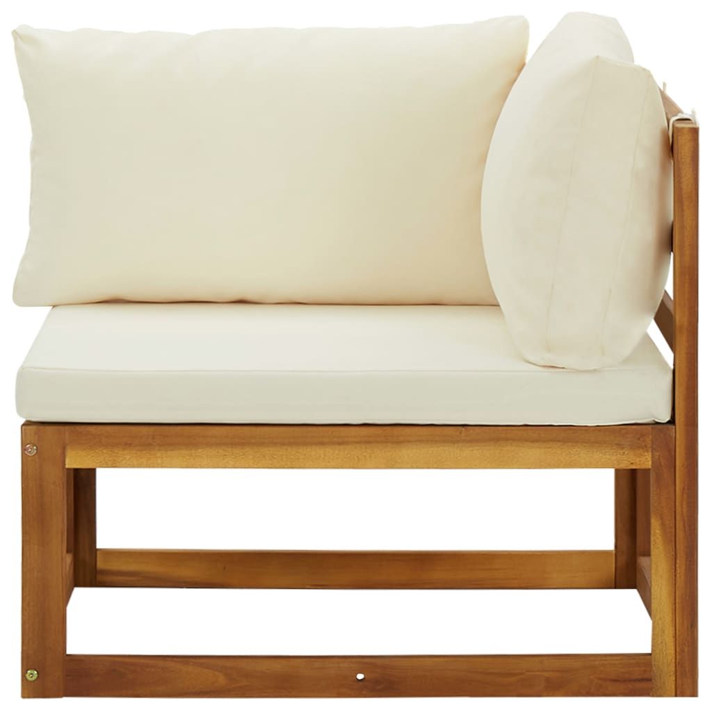 Corner Sofa Cream white Solid acacia wood Standard two-seater