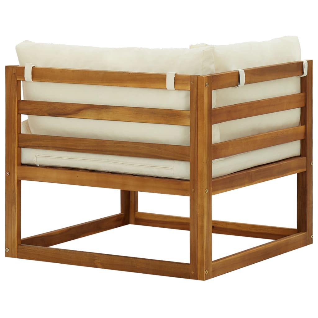 Corner Sofa Cream white Solid acacia wood Standard two-seater