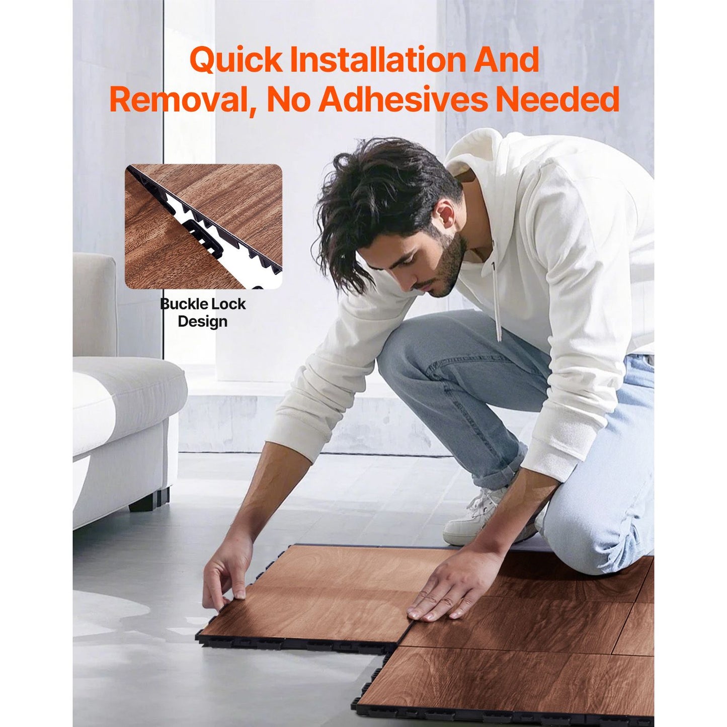 Dance Floor Tiles, 12.4 x 12.4 in 52 Piece Interlocking Dance Flooring, Portable Dance Practice Floor with Cushioned Base (Oak Wood Grain, 52 sq. ft/Box )