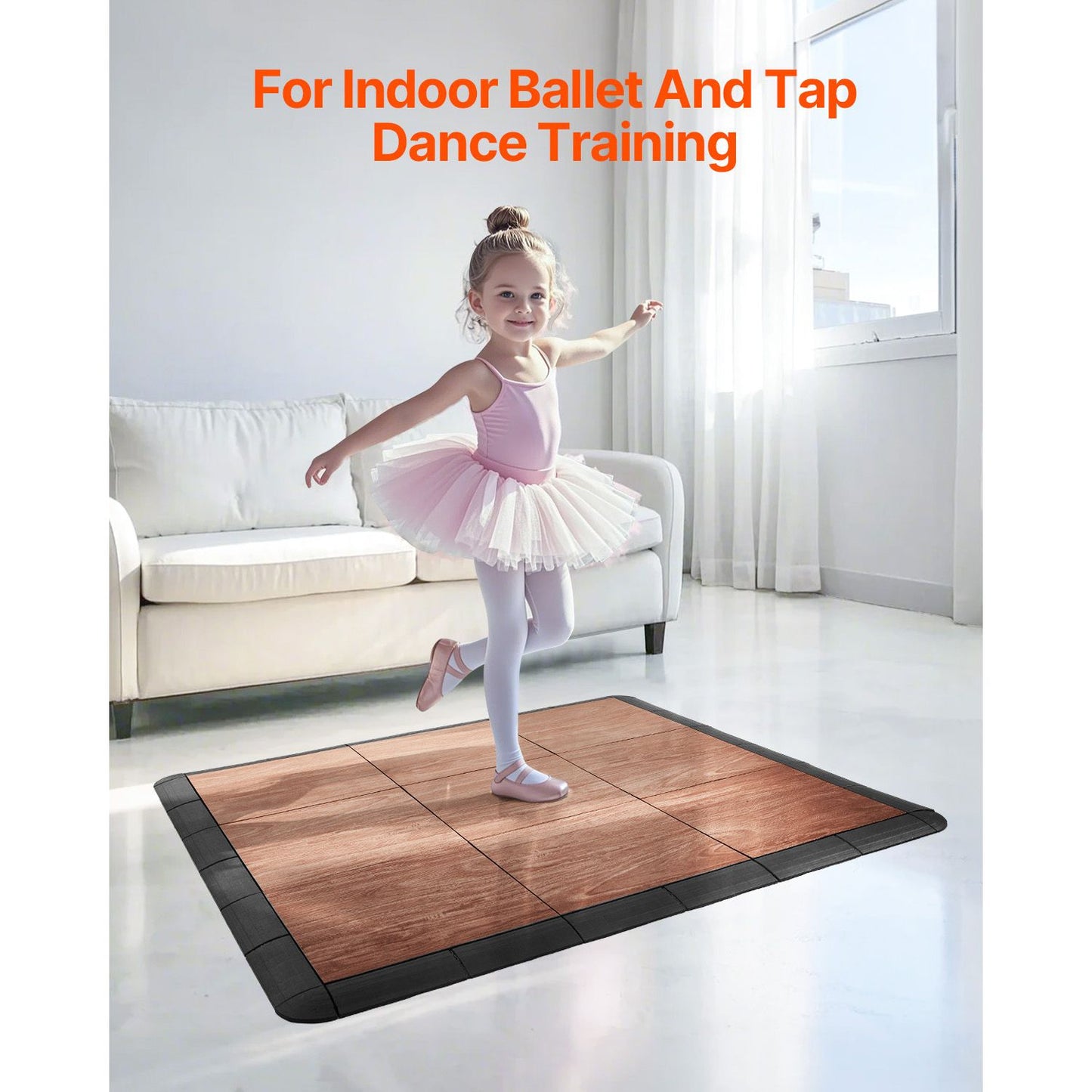 Dance Floor Tiles, 12.4 x 12.4 in 52 Piece Interlocking Dance Flooring, Portable Dance Practice Floor with Cushioned Base (Oak Wood Grain, 52 sq. ft/Box )