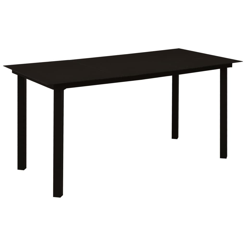 Dining Set Black Cotton Rope, Powder-Coated Steel, Tempered Glass