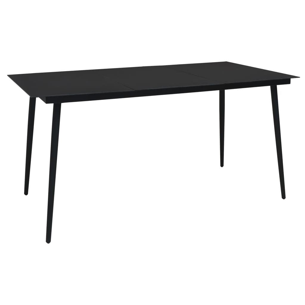 Dining Set Black Cotton Rope, Powder-Coated Steel, Tempered Glass