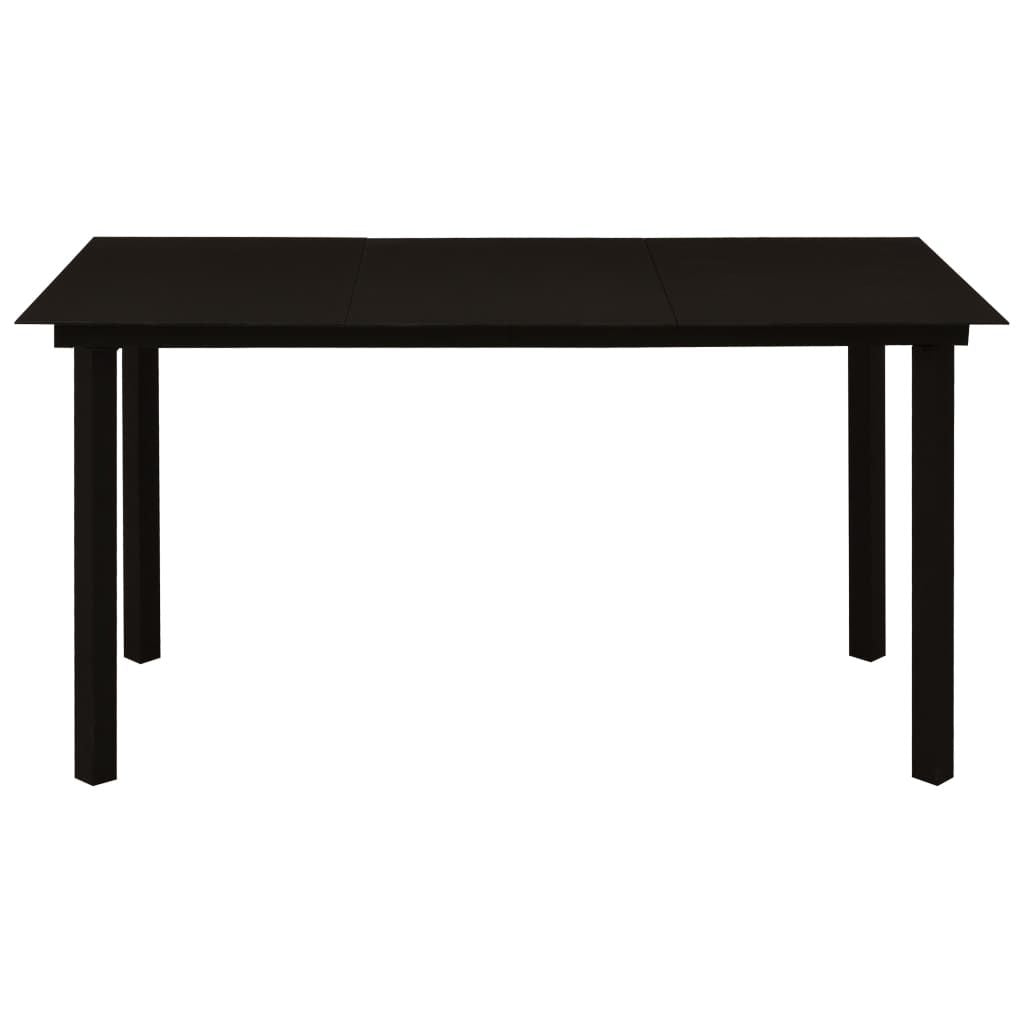 Dining Set Black Cotton Rope, Powder-Coated Steel, Tempered Glass