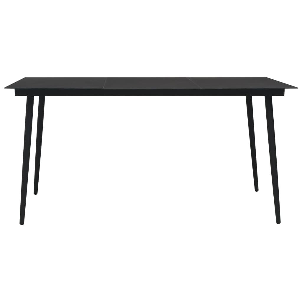 Dining Set Black Cotton Rope, Powder-Coated Steel, Tempered Glass