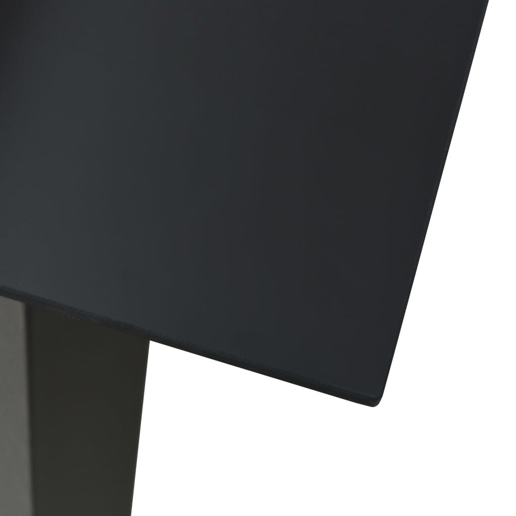 Dining Set Black Cotton Rope, Powder-Coated Steel, Tempered Glass