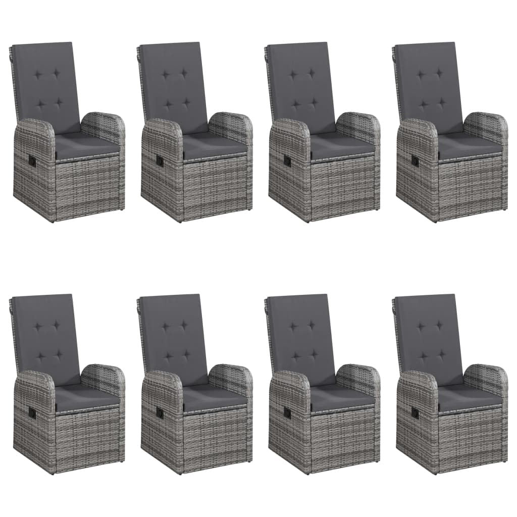Dining Set Grey, Dark Grey Solid Acacia wood Large