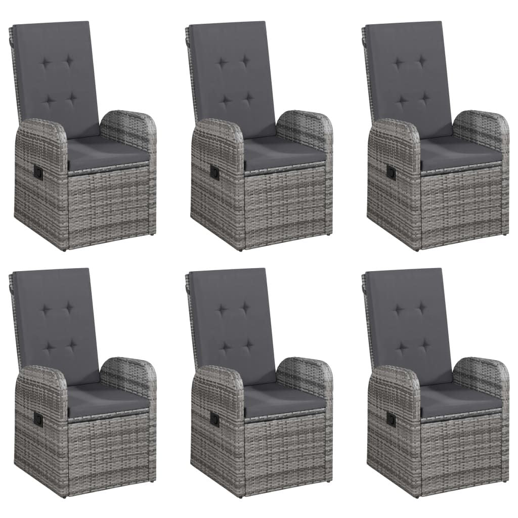 Dining Set Grey Solid Acacia wood Large Adjustable Armrests