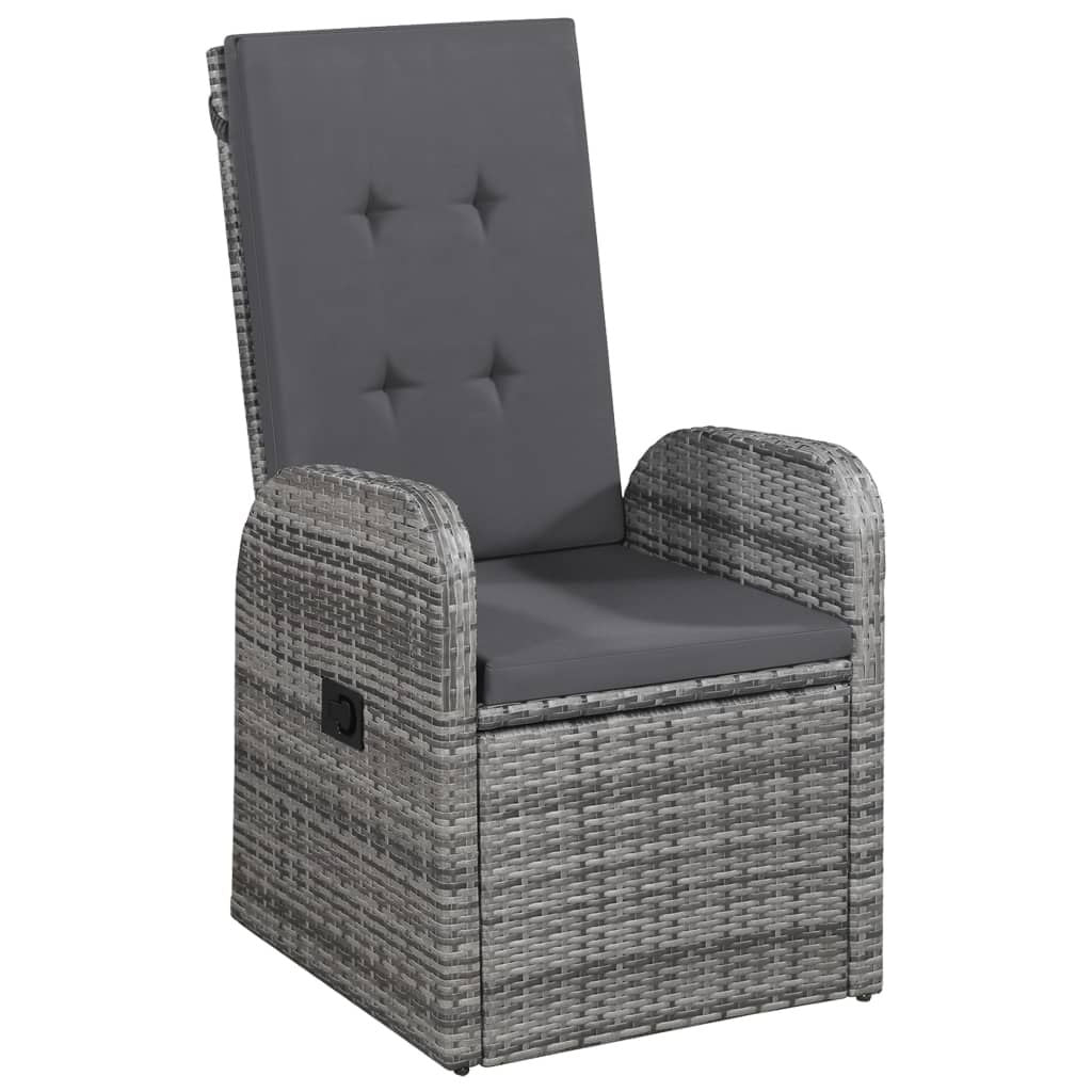 Dining Set Grey Solid Acacia wood Large Adjustable Armrests