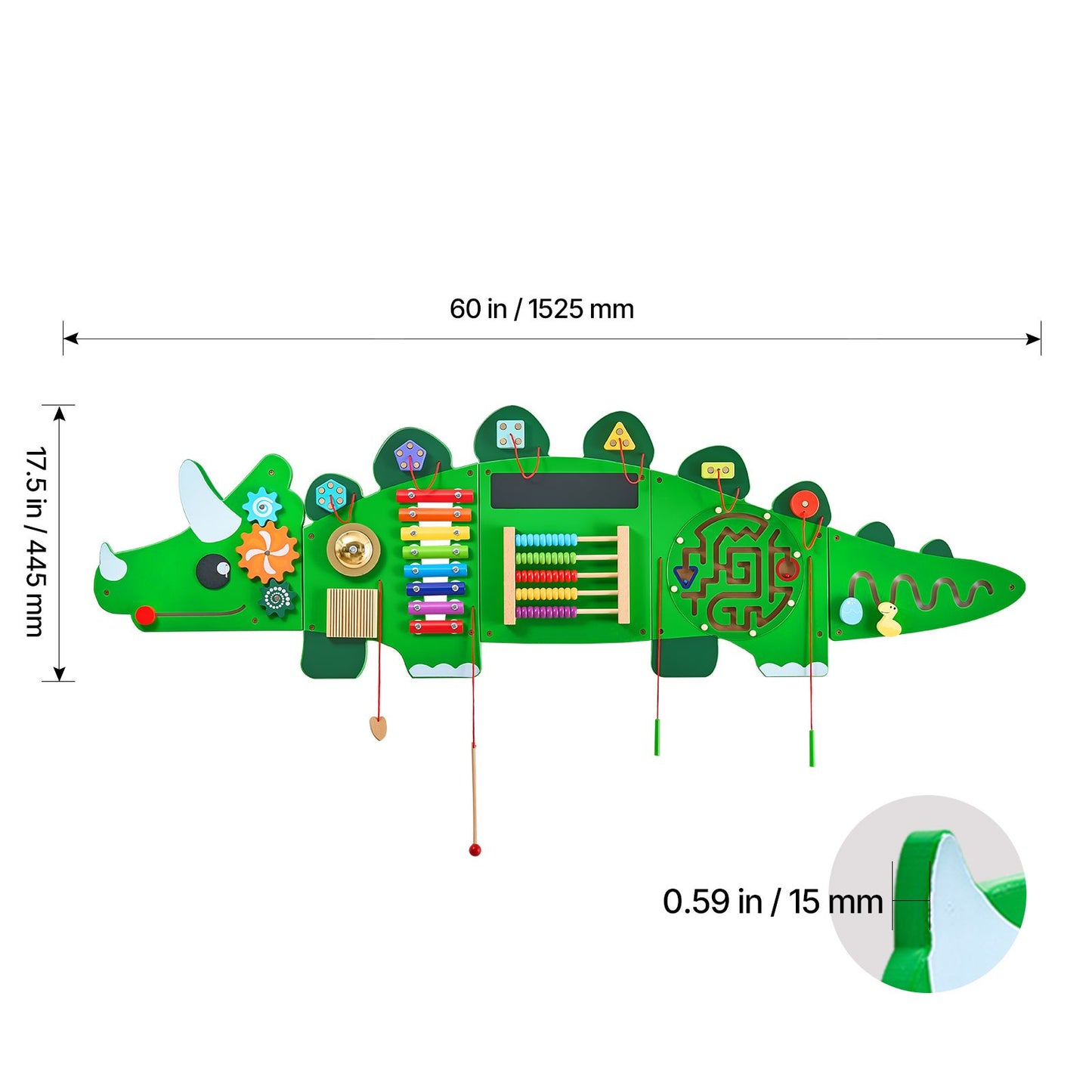 Dinosaur Activity Wall Busy Board Panels, 11 Activities, Montessori Sensory Wall Toy for Kids 3-12 Years, Montessori Learning Activity Center, Ideal for Toddler Playroom Nursery Classroom