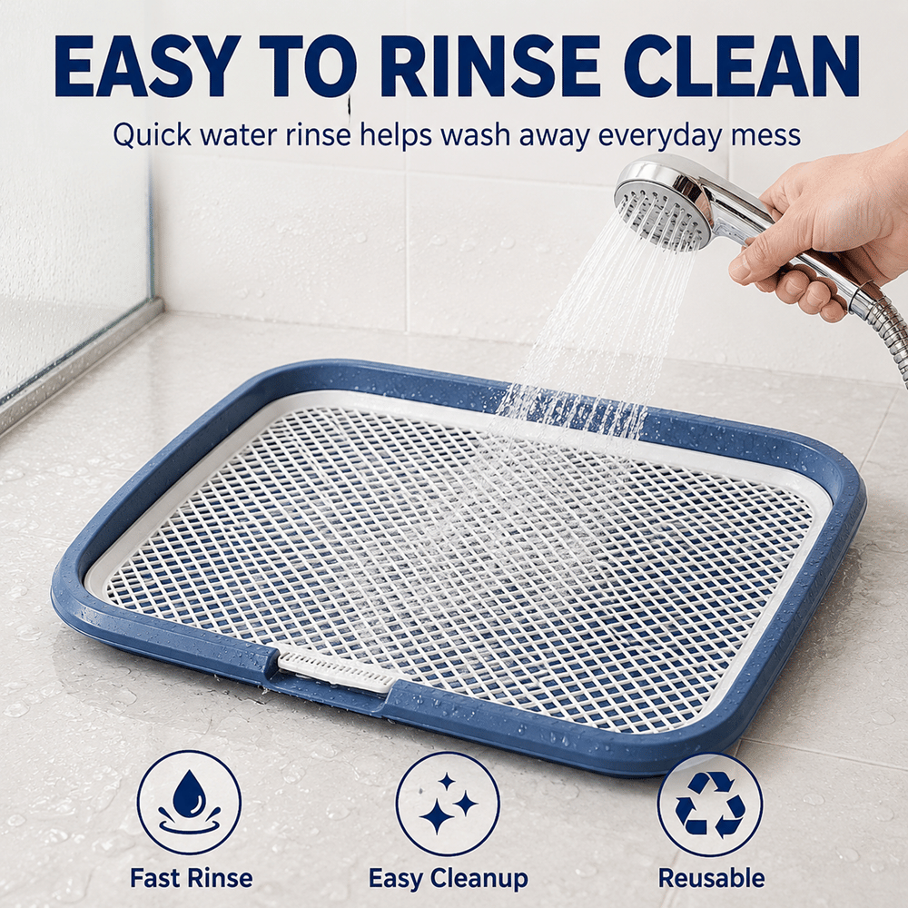 Dog Potty Tray with Removable Grating, Leak-Proof Indoor Dog Toilet for Puppy Training, Washable Pee Pad Holder for Apartments & Dogs