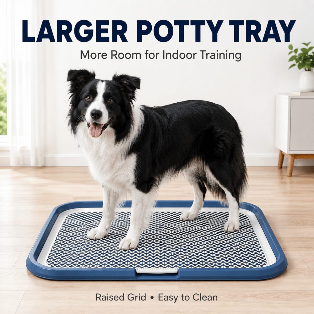 Dog Potty Tray with Removable Grating, Leak-Proof Indoor Dog Toilet for Puppy Training, Washable Pee Pad Holder for Apartments & Dogs