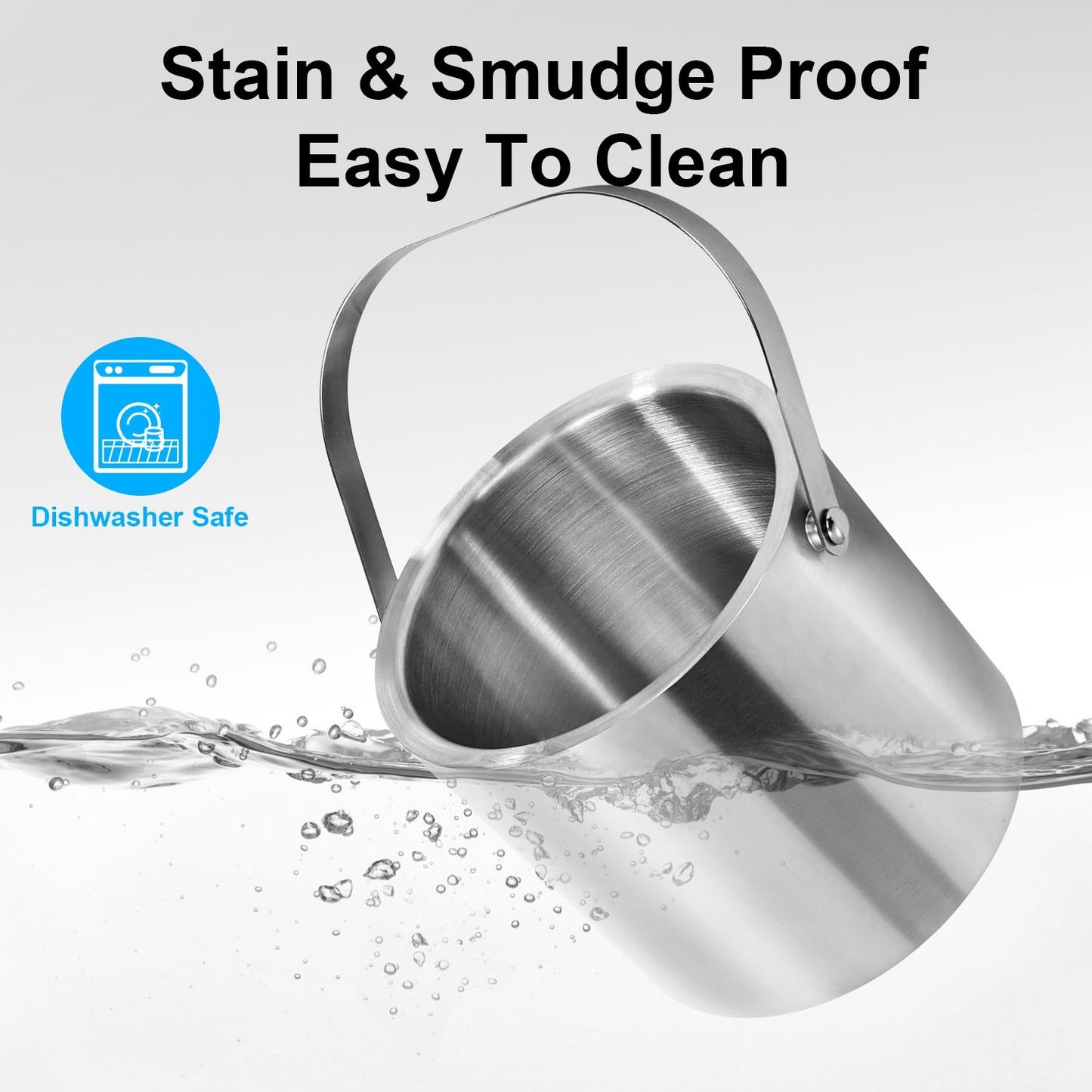 Double-Wall Stainless Steel Insulated Ice Bucket 3L Ice Holder Ice Container with Lid Scoop Strainer Handle for Wine Champagne Beer Parties Cocktails