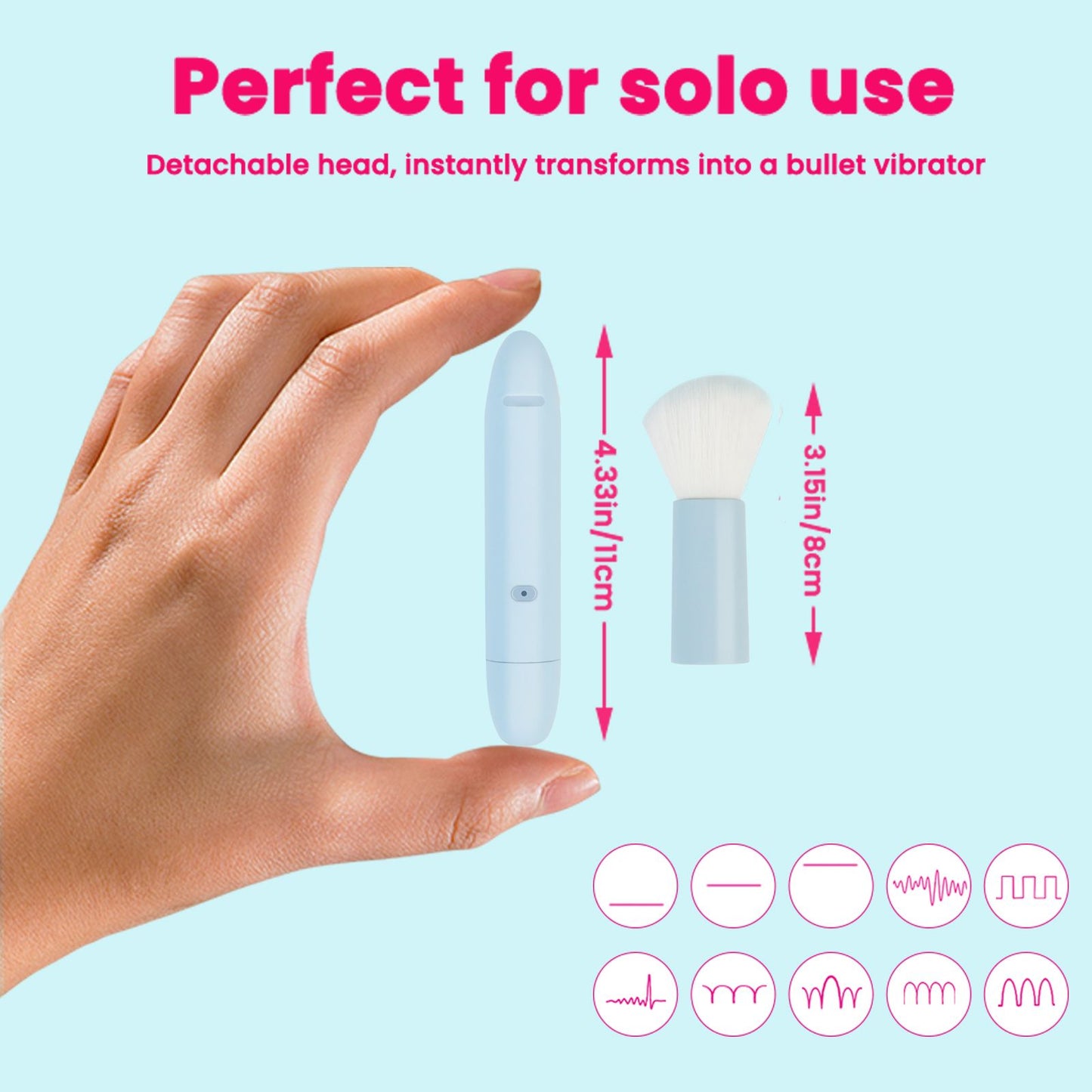 Dual-Use Vibrating Makeup Brush & Personal Massager: 10 Speed Stimulator, Detachable Waterproof Brush Head, USB Direct Charging, Thoughtful Gift for Women