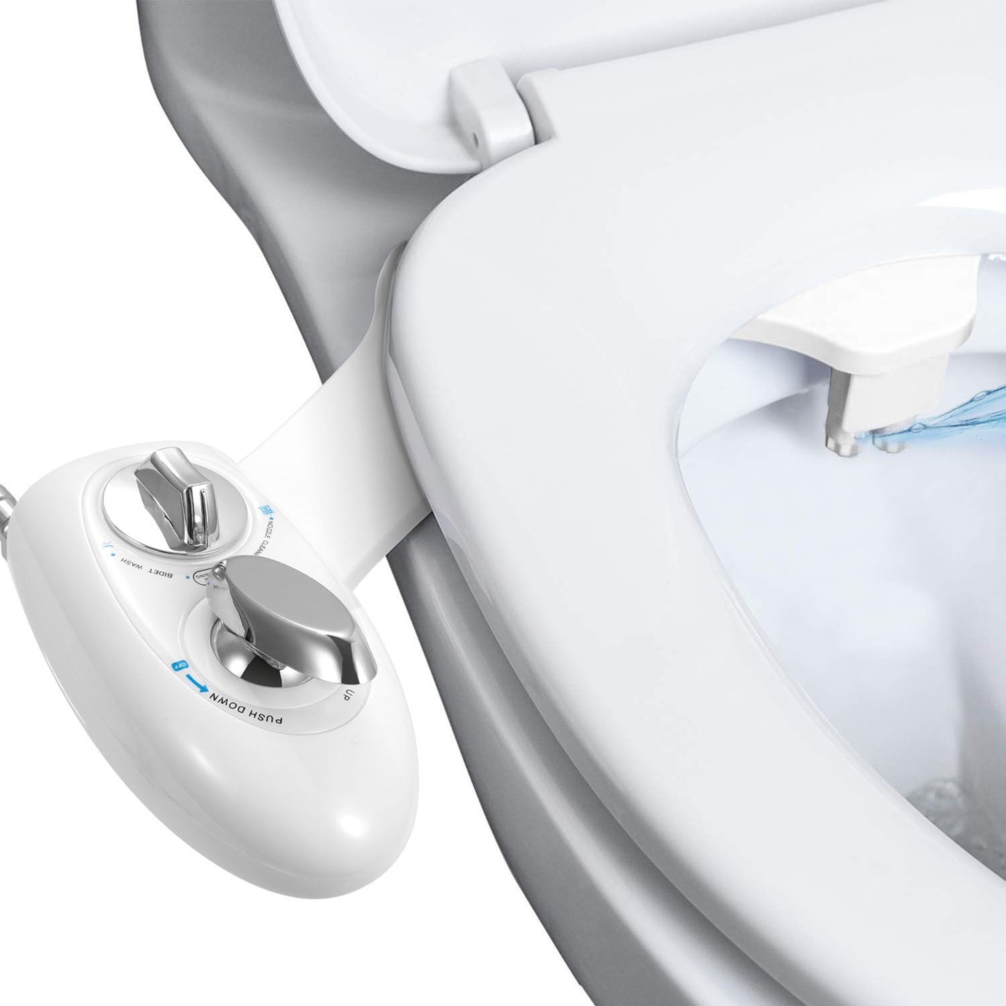 Easy Install Bidet for Standard 2-Piece Toilets, 2 Cleaning Modes with Self-Cleaning Nozzle, User-Friendly for Children, Adults & Elderly, Hygienic & Economical