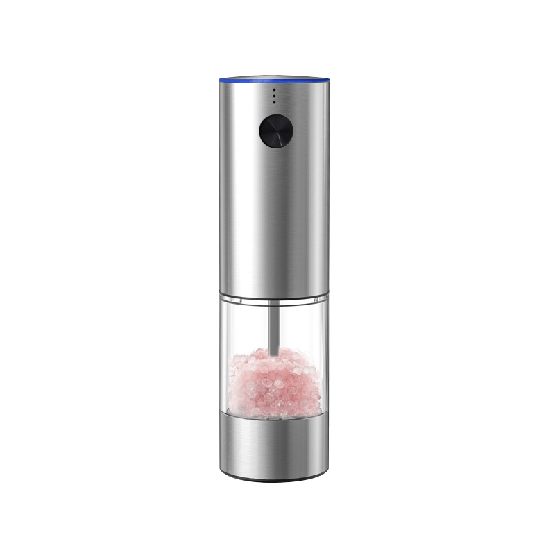 Electric Salt or Pepper Grinder , Stainless Steel with LED Light, Type-C Rechargeable, Ceramic Adjustable Coarseness, 95ml Large Capacity Visible Window, Patented Light Pipe Washable Design for Kitche