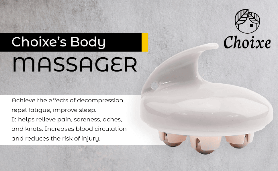 Ergonomic Rolling Body Massager - Deep Tissue Cellulite Massager Roller with Stainless Steel Beads for Pain Relief, Muscle Tension, Lymphatic Drainage, Fascia Blast and Full Body Wellness Spa