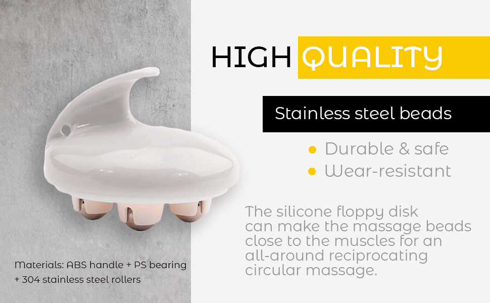 Ergonomic Rolling Body Massager - Deep Tissue Cellulite Massager Roller with Stainless Steel Beads for Pain Relief, Muscle Tension, Lymphatic Drainage, Fascia Blast and Full Body Wellness Spa