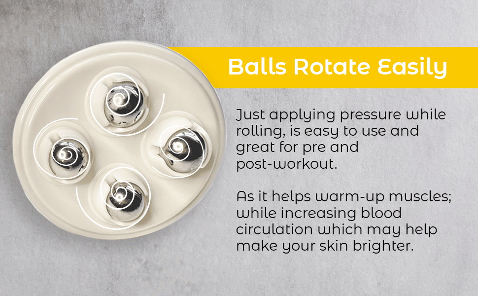 Ergonomic Rolling Body Massager - Deep Tissue Cellulite Massager Roller with Stainless Steel Beads for Pain Relief, Muscle Tension, Lymphatic Drainage, Fascia Blast and Full Body Wellness Spa