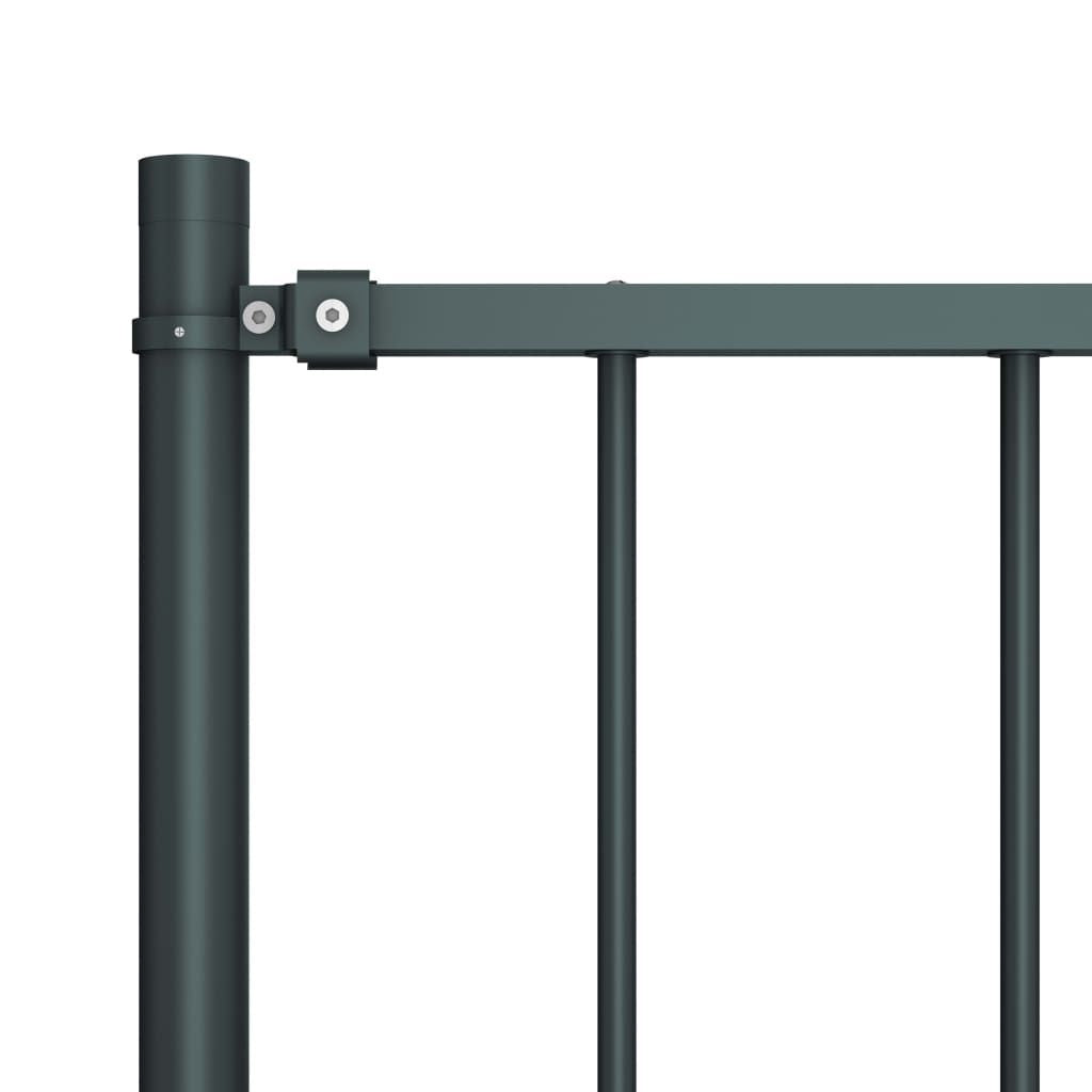Fence Panel with Posts Powder-coated Steel 5.9 ft x 3.3 ft Anthracite