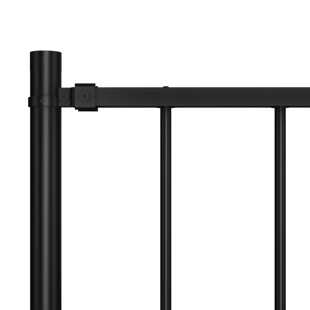 Fence Panel with Posts Powder-coated Steel 5.9 ft x 3.3 ft Black