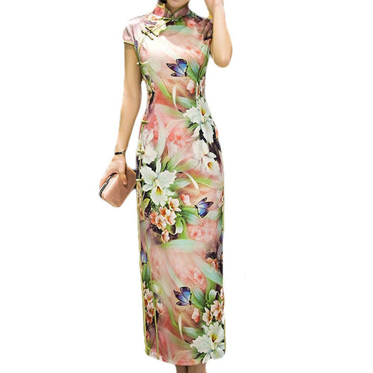 Flora Chinese Style Cheongsam Dress Party Dress Qipao Modern Cheongsam Cocktail