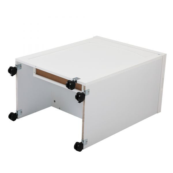 Folding Sewing Craft Cart&Sewing Cabinet Miscellaneous Sewing Kit Art Desk with Storage Shelves and Lockable Casters-White