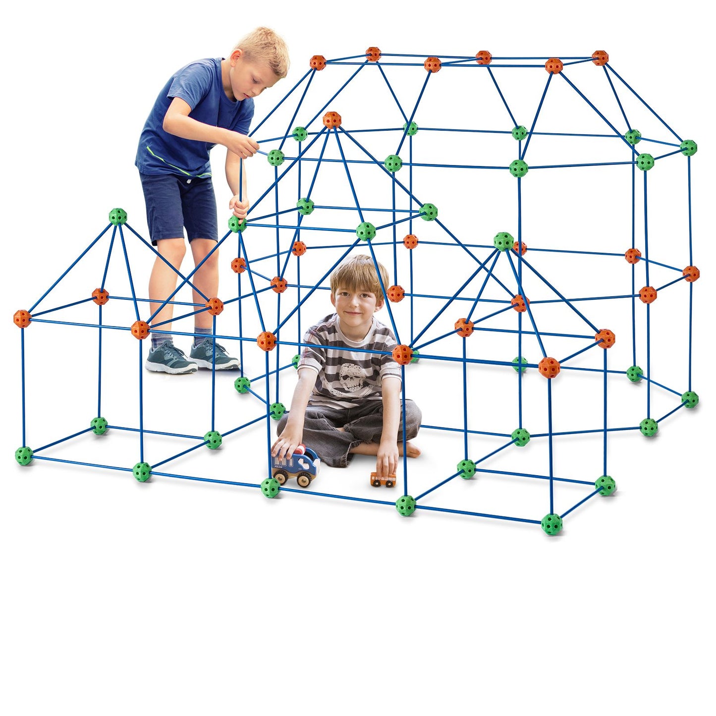 Fort Building Kit for Kids, 180PCS STEM Building Toys, Educational Gift for 4 5 6 7 8+ Year Old Boys & Girls, Indoor Outdoor Play Tent Builder Set Construction Toys with 120 Rods and 60 Balls