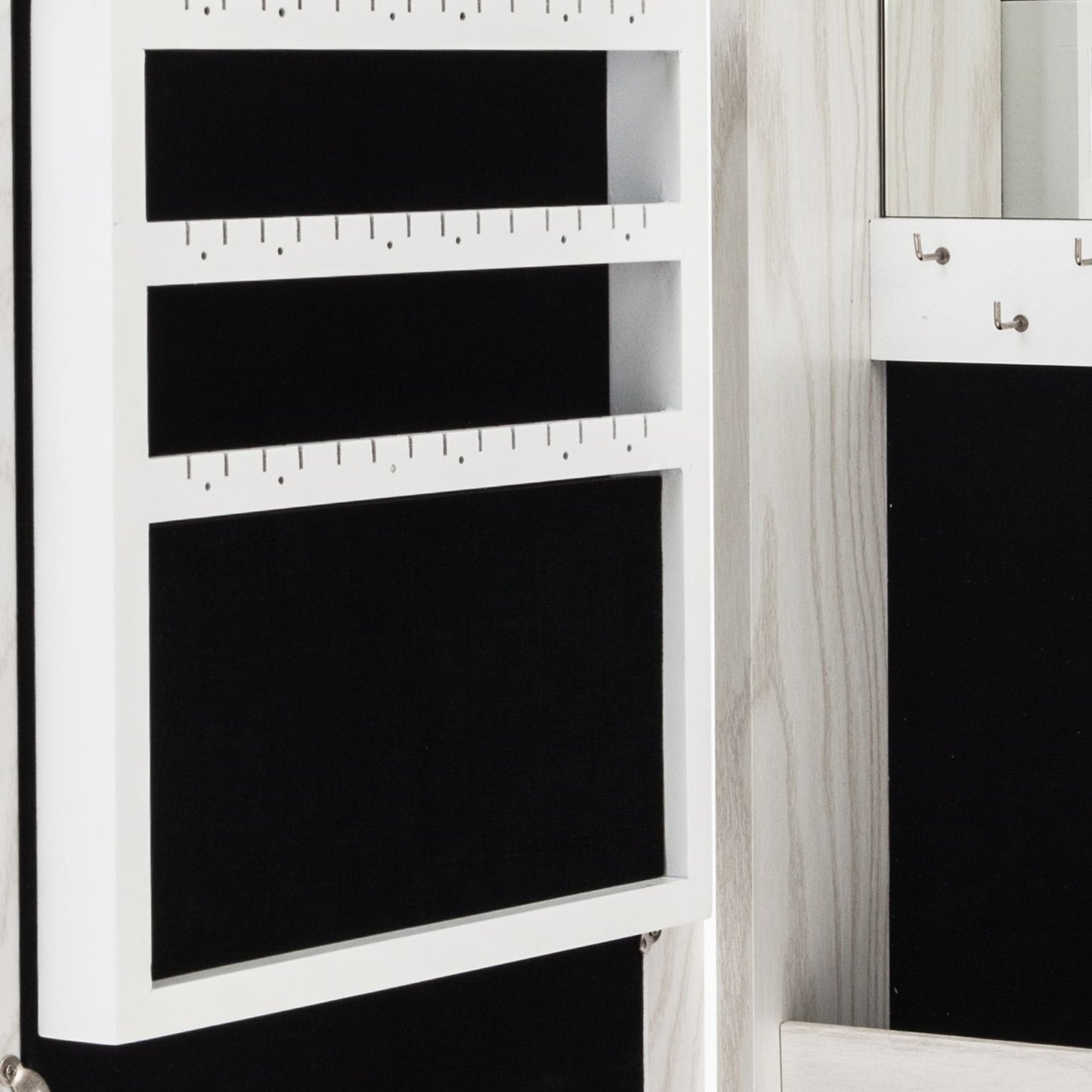Free shipping Jewelry Organizer Wall/Door Mounted Lockable Jewelry Cabinet with Mirror Space Saving Jewelry Storage Cabinet,Beauty Organizer Dressing Makeup,White