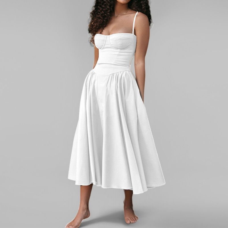 French-style Elegant Retro-style Dopamine Dress With A Strapless Design