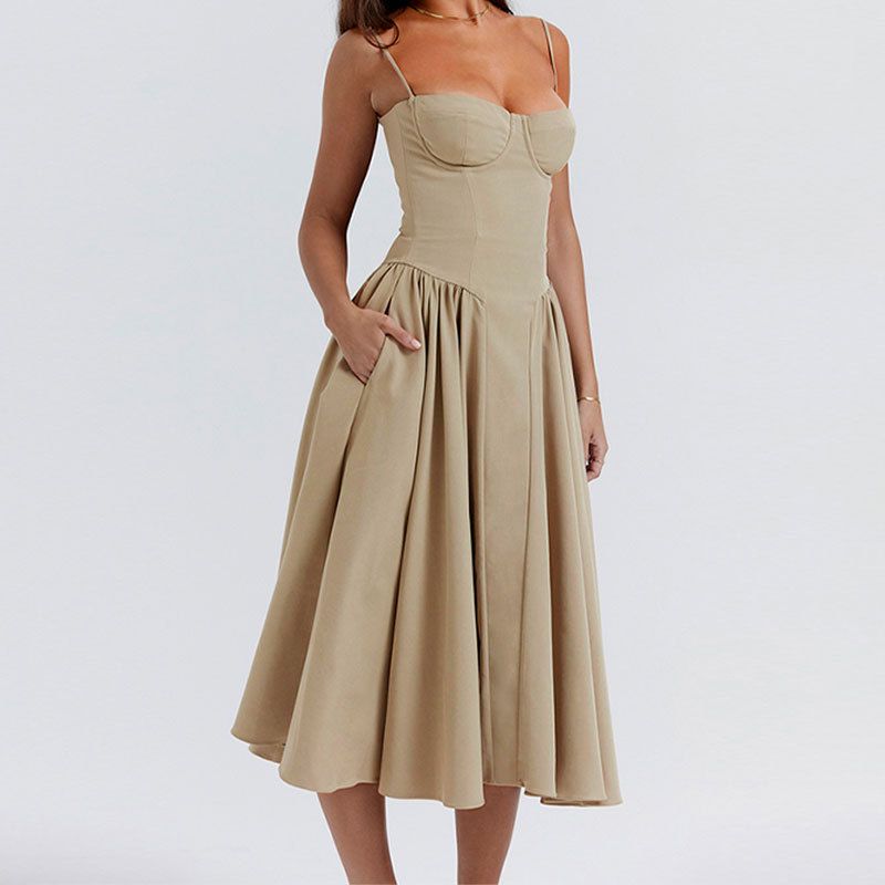 French-style Elegant Retro-style Dopamine Dress With A Strapless Design