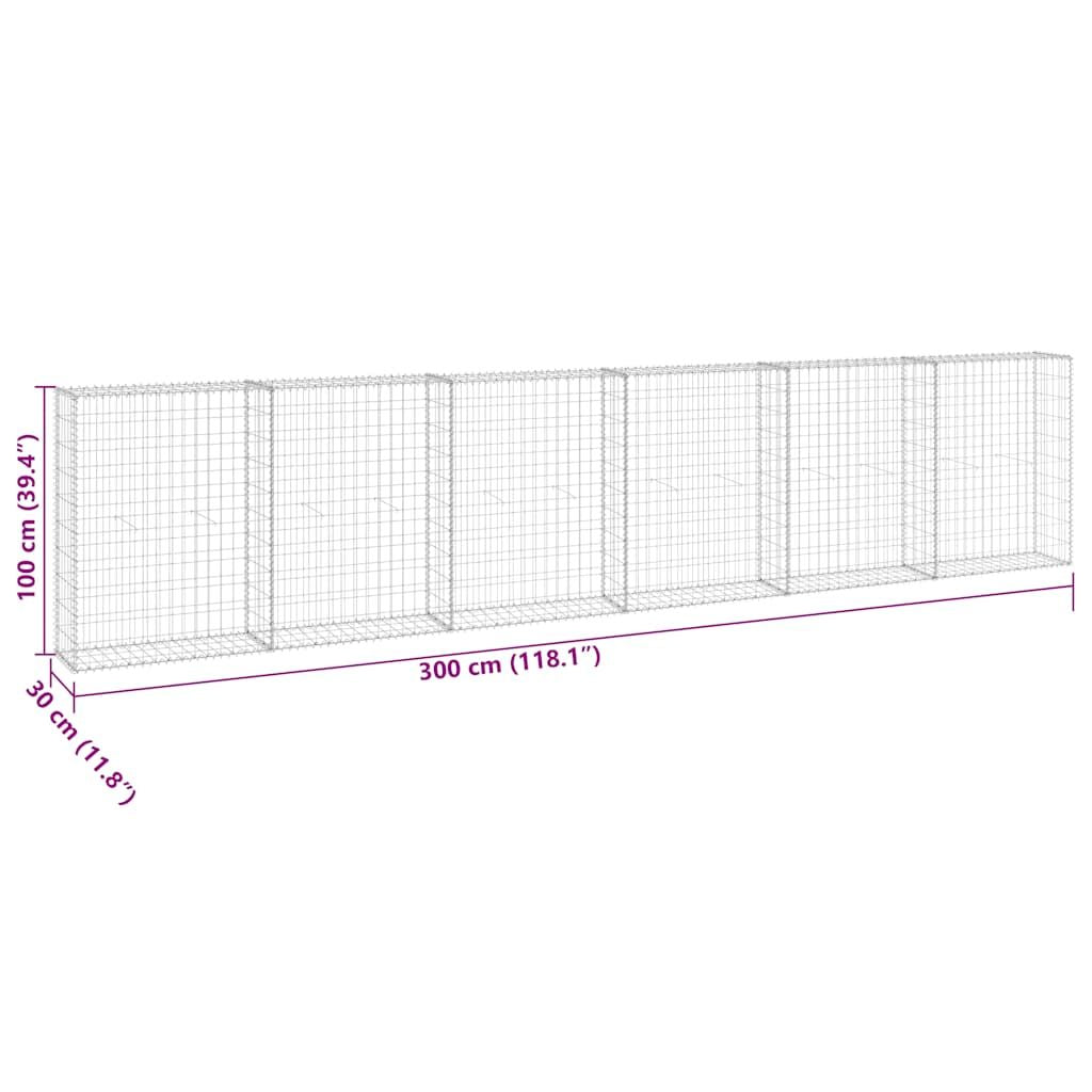 Gabion Wall with Covers Galvanized Steel 118.1"x11.8"x39.4"