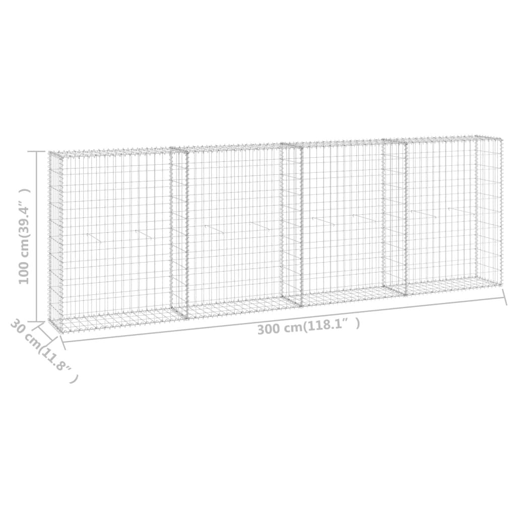 Gabion Wall with Covers Galvanized Steel 118.1"x11.8"x39.4"